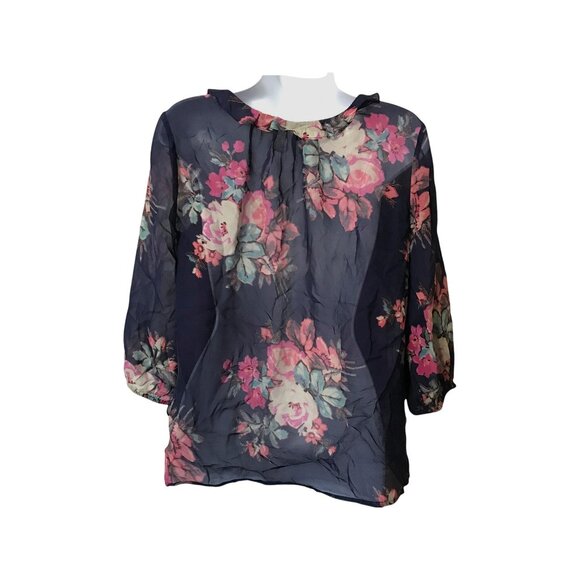 Leifsdottir Anthropologie Cotati Silk Dramatic Floral Print Sheer Blouse 6 Top - Picture 4 of 6